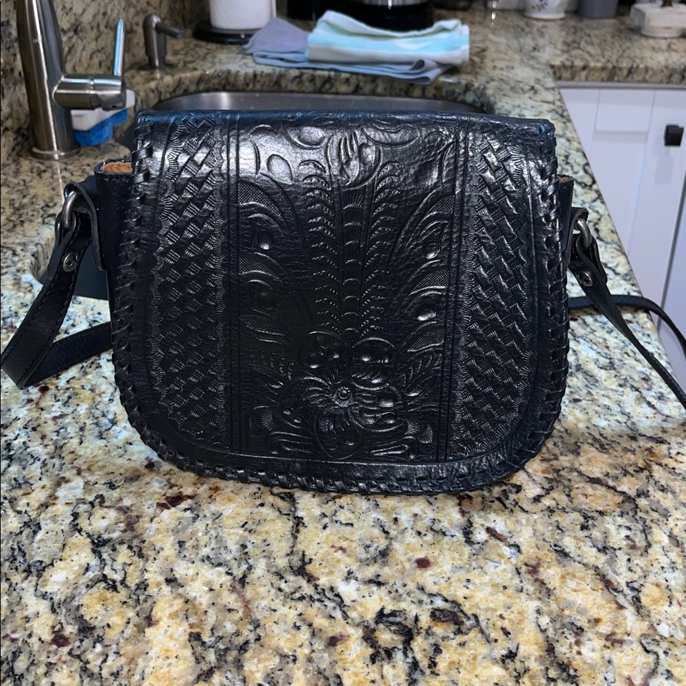 Patricia Nash Black Embossed Crossbody Bag